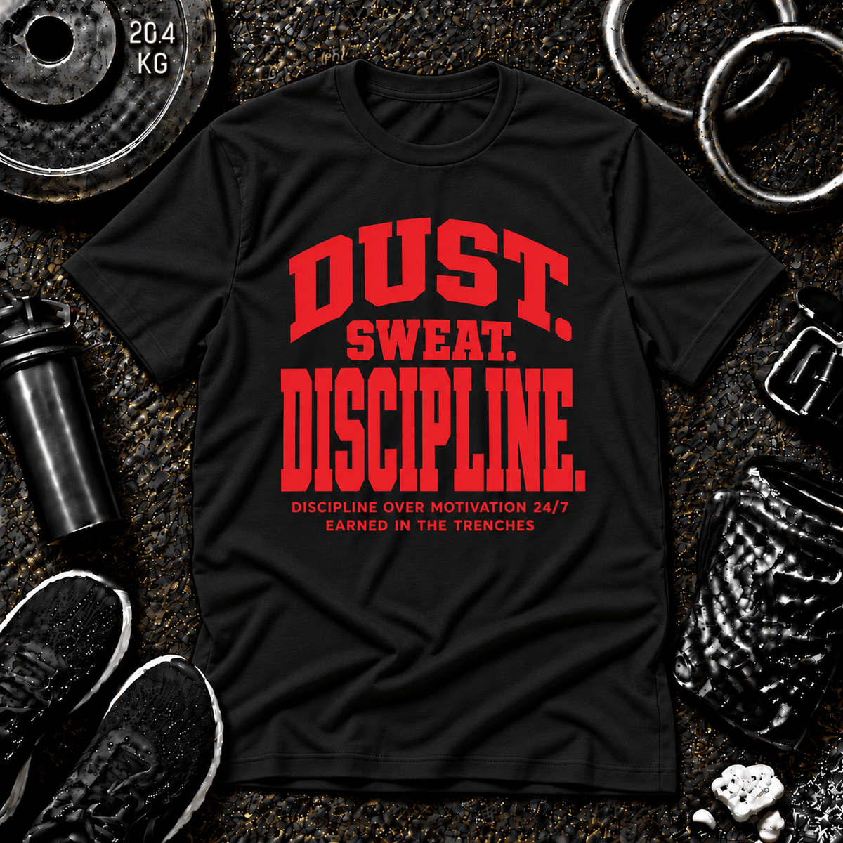 Dust. Sweat. Discipline.™ Tee - Discipline Over Motivation 24/7