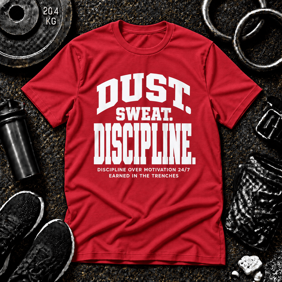Dust. Sweat. Discipline.™ Tee - Discipline Over Motivation 24/7