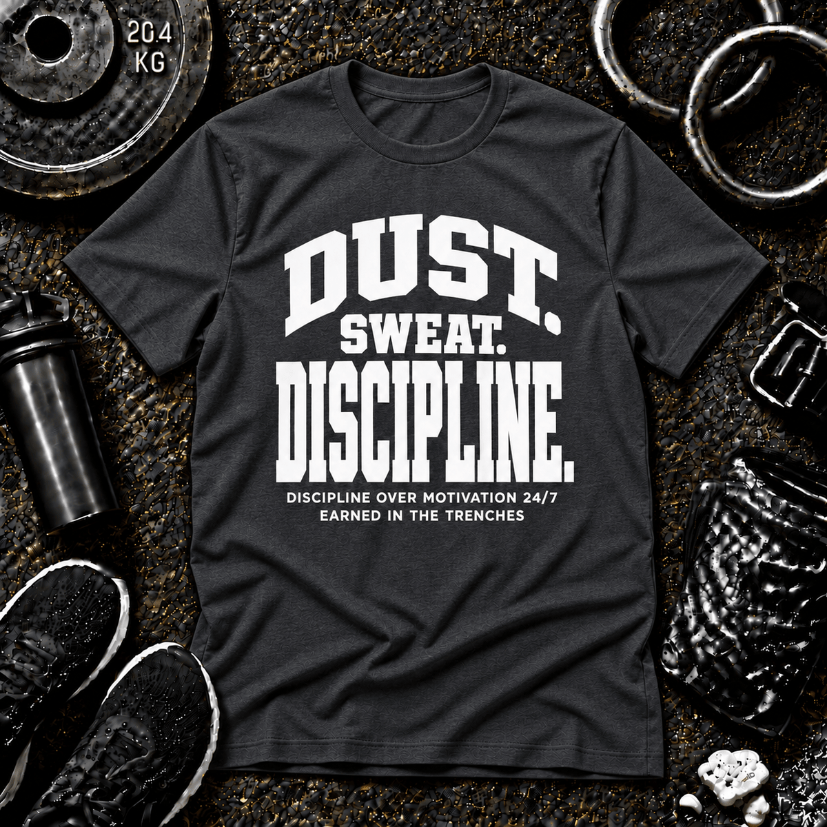 Dust. Sweat. Discipline.™ Tee - Discipline Over Motivation 24/7