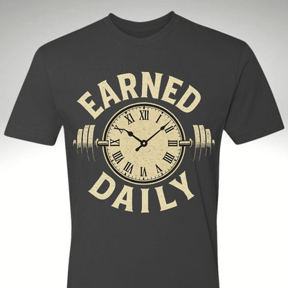 ⏱️💪 Earned Daily – Clock & Barbell Edition | Motivational Gym & Workout Apparel for Men & Women - Discipline Over Motivation 24/7