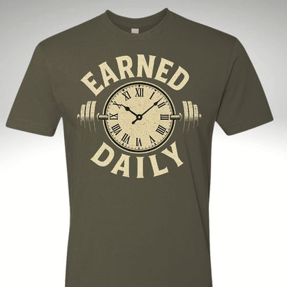 ⏱️💪 Earned Daily – Clock & Barbell Edition | Motivational Gym & Workout Apparel for Men & Women - Discipline Over Motivation 24/7