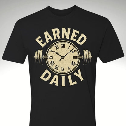 ⏱️💪 Earned Daily – Clock & Barbell Edition | Motivational Gym & Workout Apparel for Men & Women - Discipline Over Motivation 24/7