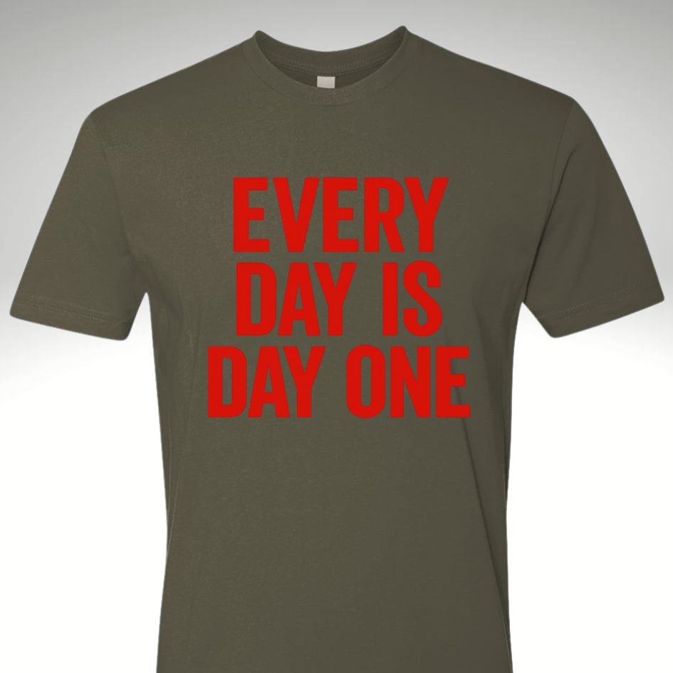 Every Day is Day One | Motivational Gym & Workout Apparel for Men & Women Rebirth RED AND BLACK - Discipline Over Motivation 24/7
