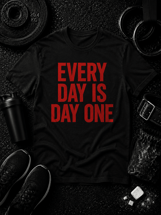 EVERY DAY IS DAY ONE REBIRTH — RED & BLACK EDITION - Discipline Over Motivation 24/7