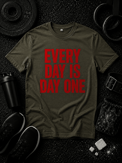 EVERY DAY IS DAY ONE REBIRTH — RED & BLACK EDITION - Discipline Over Motivation 24/7