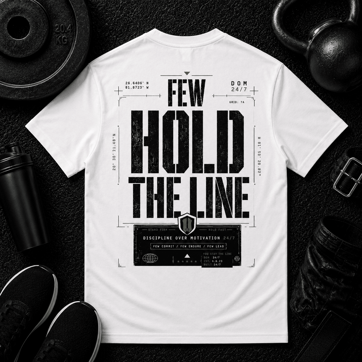 Few Hold the Line — Premium Tee - Discipline Over Motivation 24/7