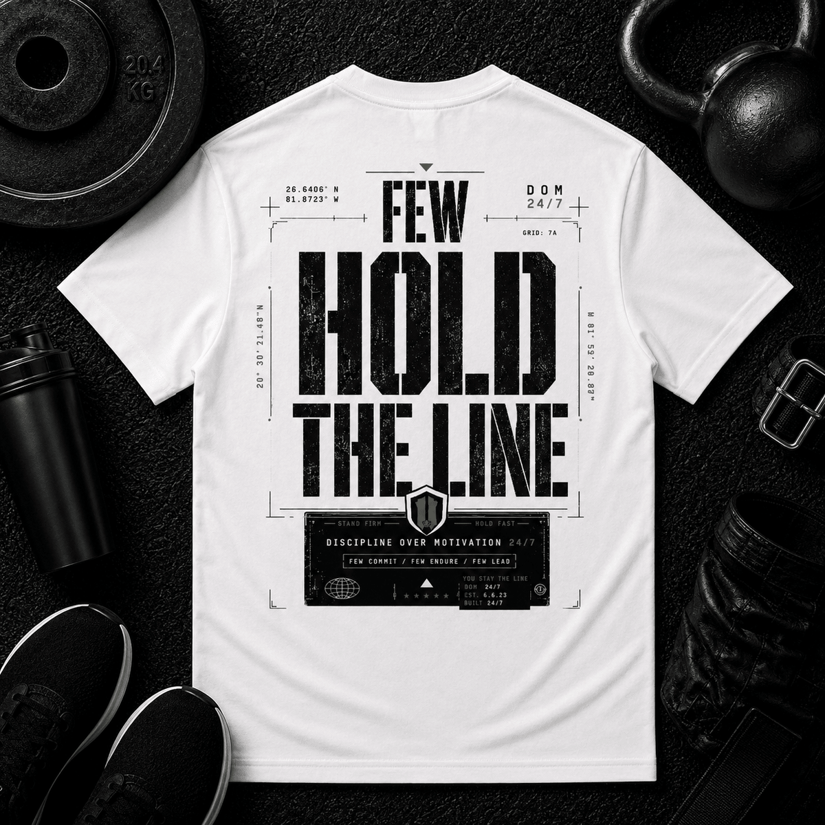 Few Hold the Line — Premium Tee - Discipline Over Motivation 24/7