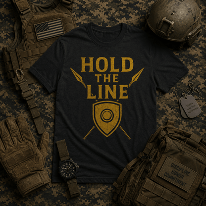 GOLD — HOLD THE LINE TEE - Discipline Over Motivation 24/7
