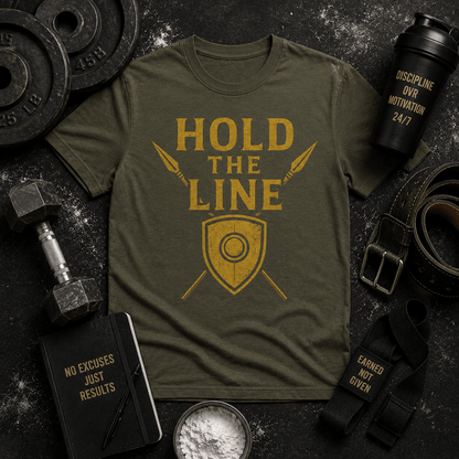 GOLD — HOLD THE LINE TEE - Discipline Over Motivation 24/7