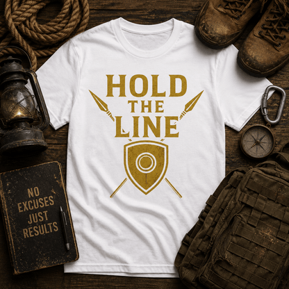 GOLD — HOLD THE LINE TEE - Discipline Over Motivation 24/7
