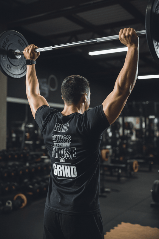Good Things Come To Those Who Grind T-Shirt | Motivational Tee for Success Men's Soft Cotton Crew Tee - Discipline Over Motivation 24/7