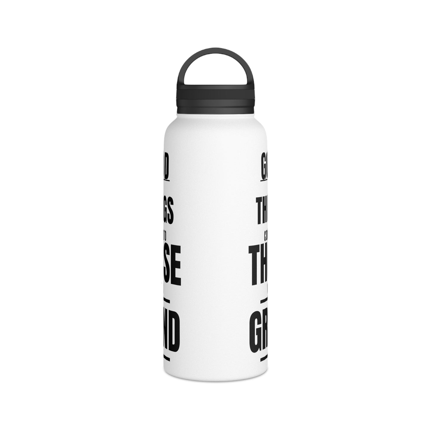 Good Things Stainless Steel Water Bottle Black and White, Handle Lid - Discipline Over Motivation 247