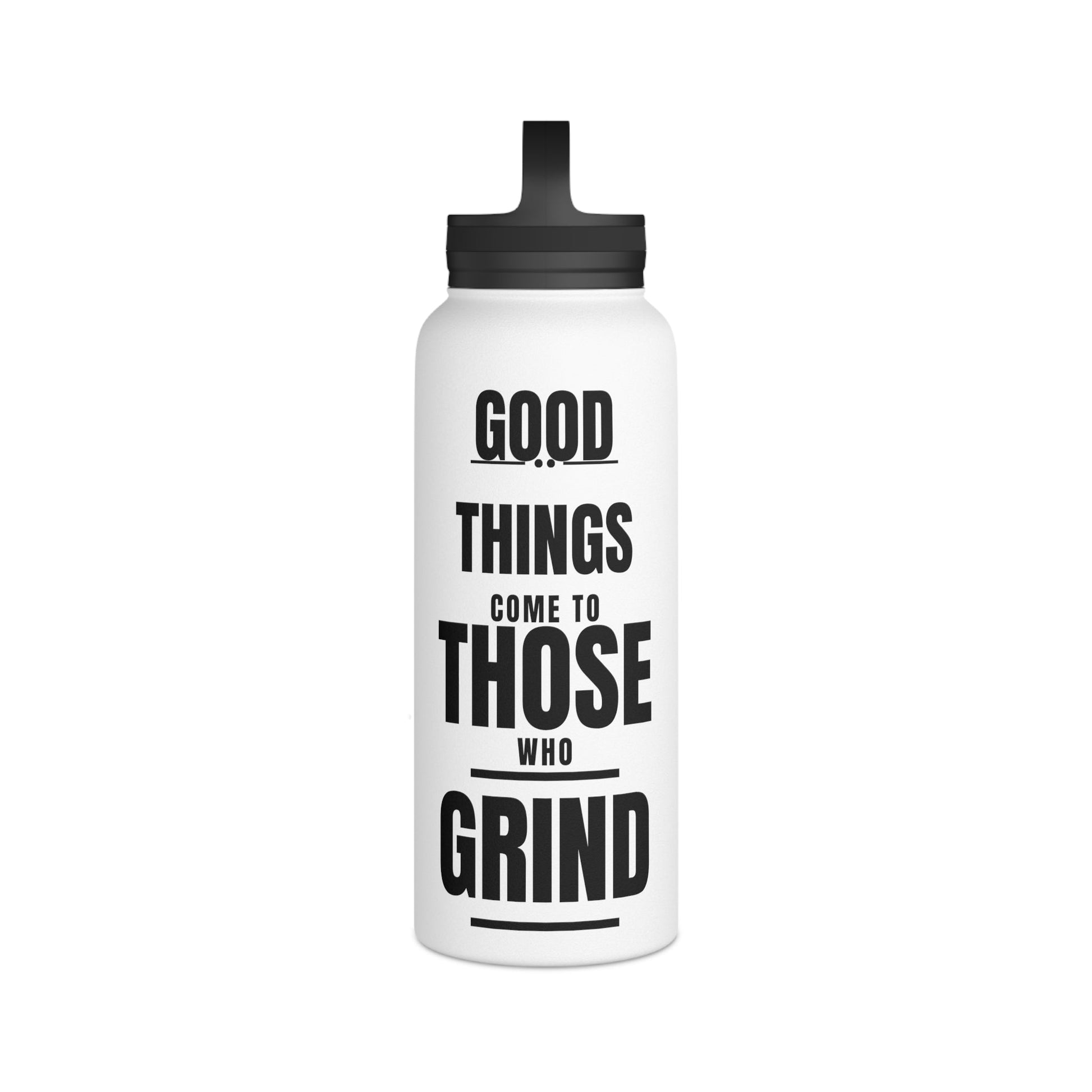 Good Things Stainless Steel Water Bottle Black and White, Handle Lid - Discipline Over Motivation 247