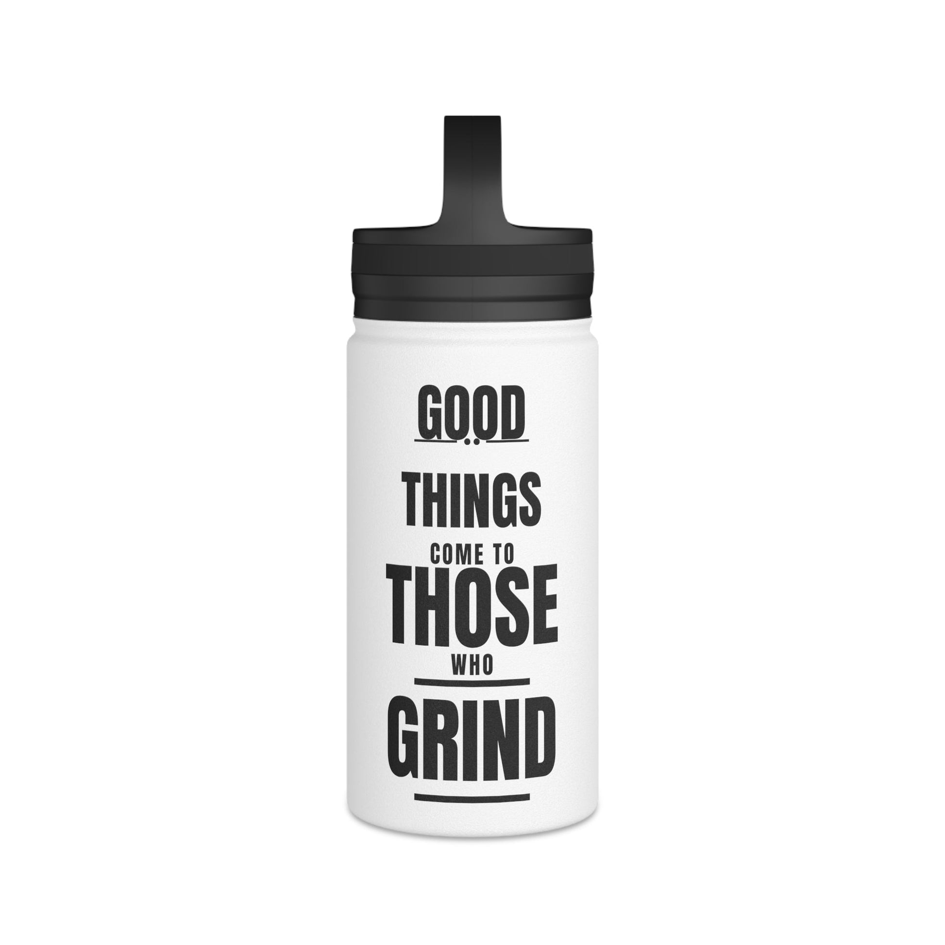 Good Things Stainless Steel Water Bottle Black and White, Handle Lid - Discipline Over Motivation 247