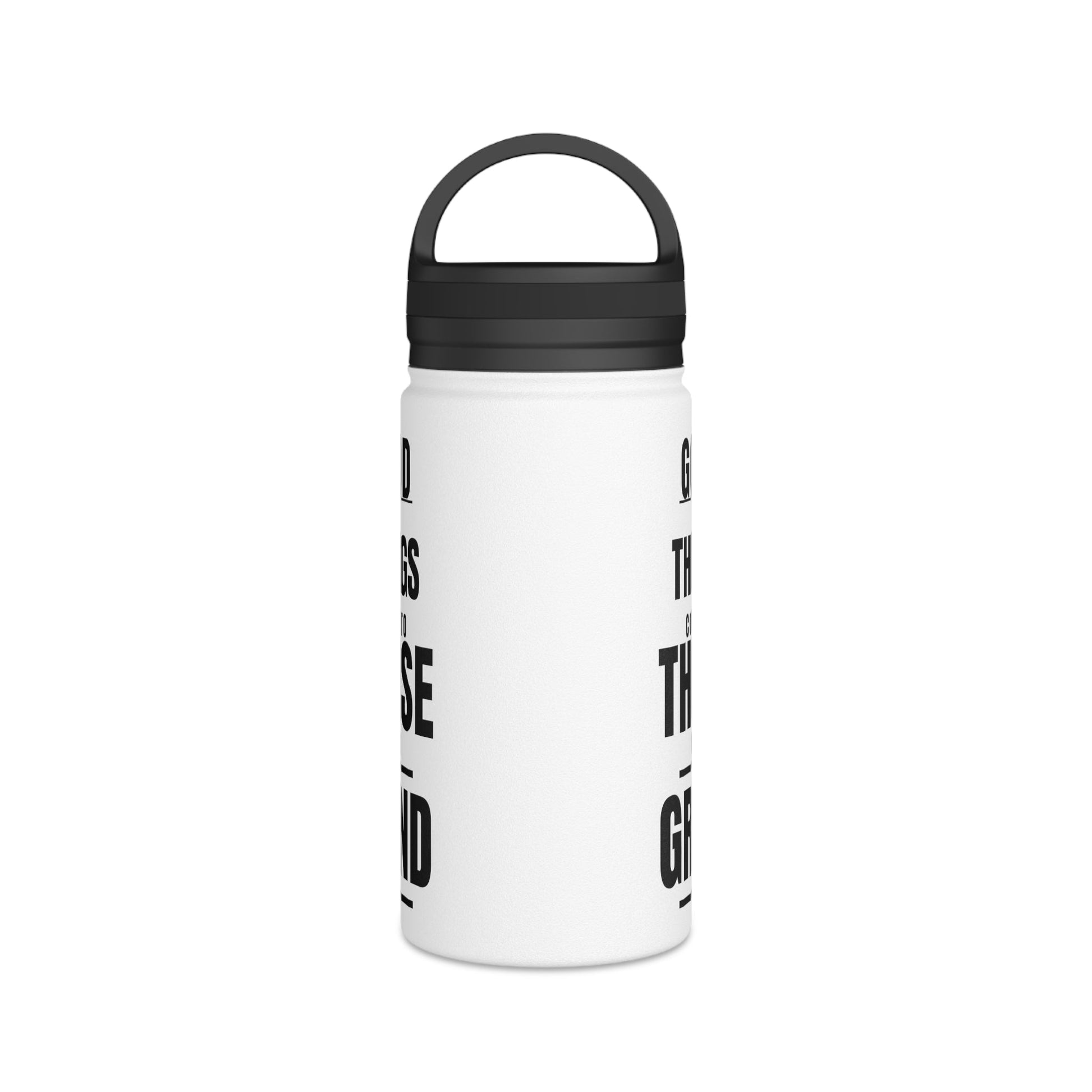 Good Things Stainless Steel Water Bottle Black and White, Handle Lid - Discipline Over Motivation 247