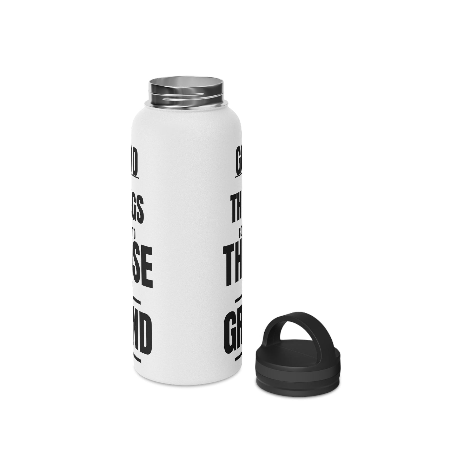 Good Things Stainless Steel Water Bottle Black and White, Handle Lid - Discipline Over Motivation 247