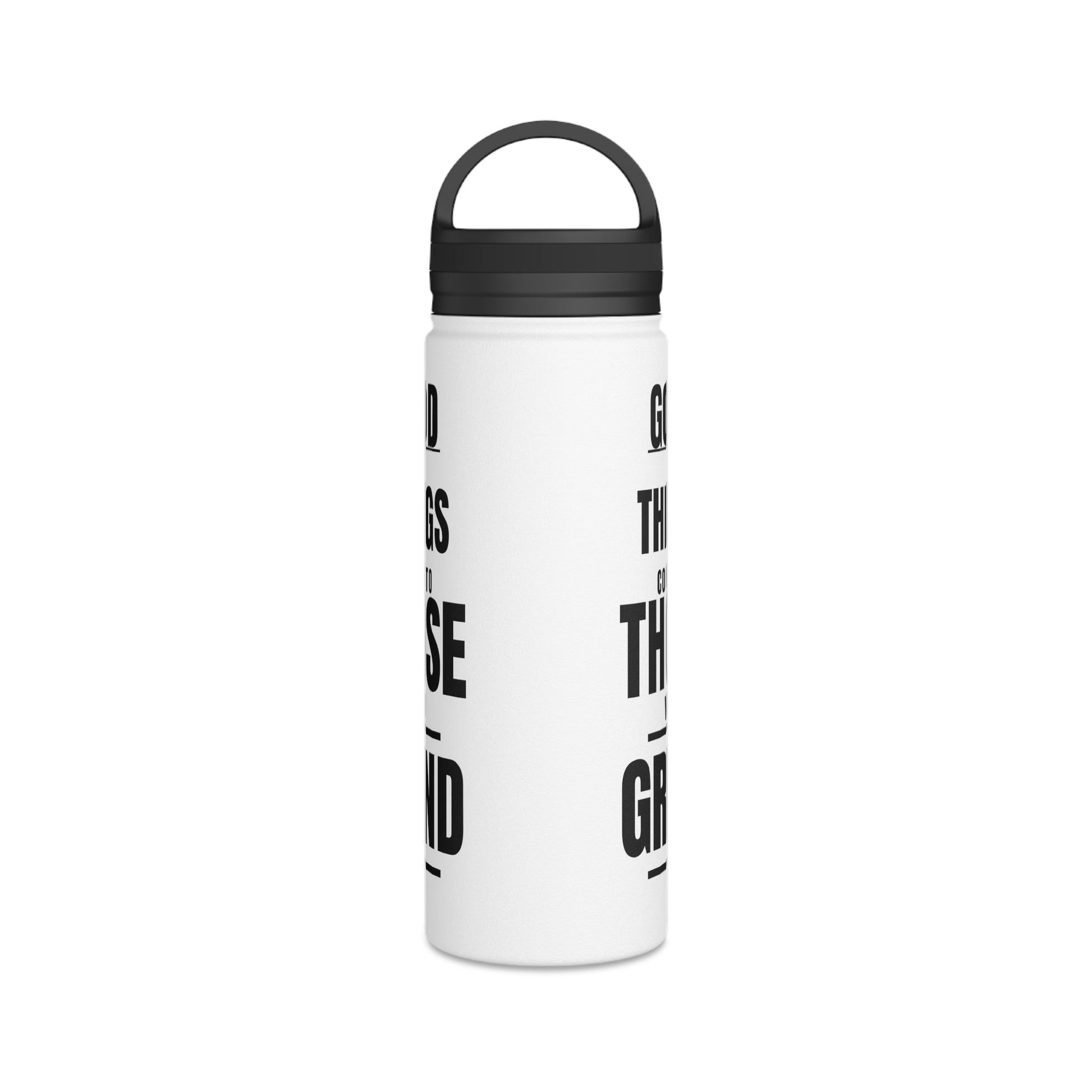 Good Things Stainless Steel Water Bottle Black and White, Handle Lid - Discipline Over Motivation 247