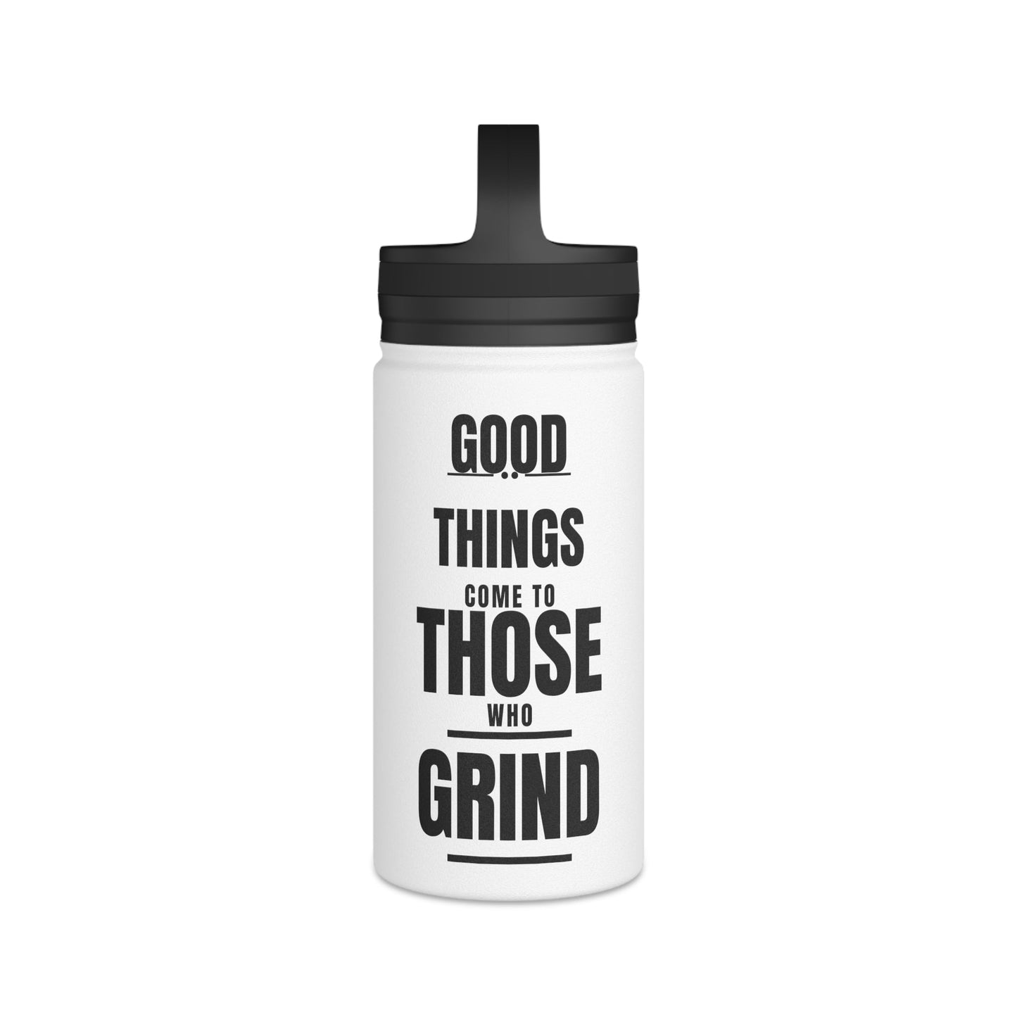 Good Things Stainless Steel Water Bottle Black and White, Handle Lid - Discipline Over Motivation 247