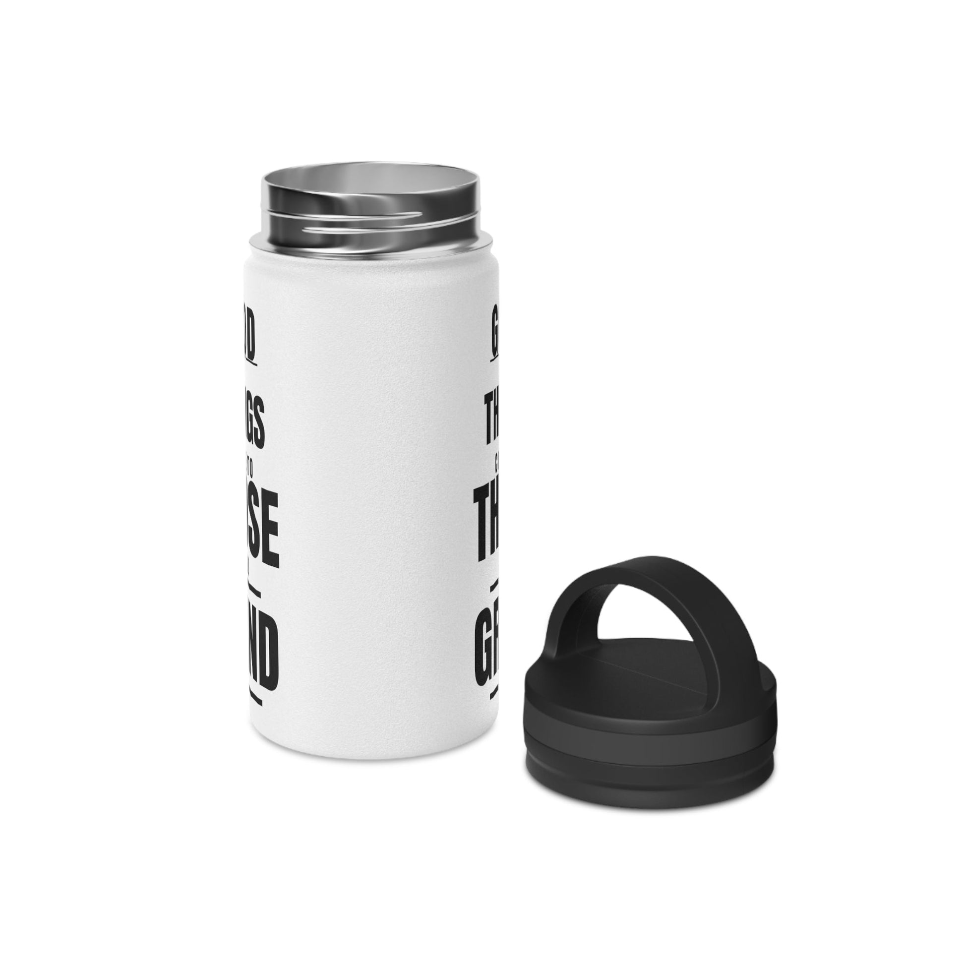 Good Things Stainless Steel Water Bottle Black and White, Handle Lid - Discipline Over Motivation 247