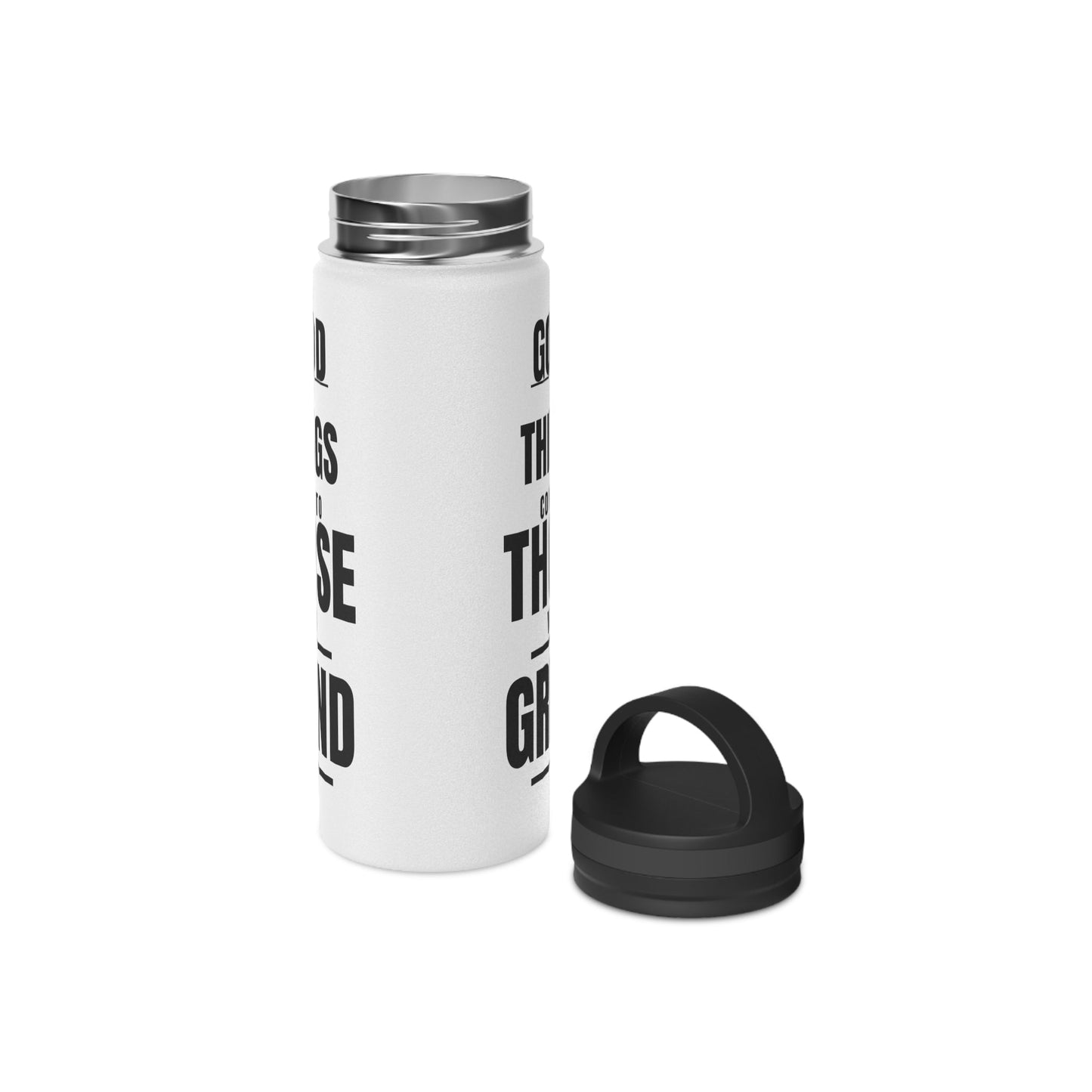 Good Things Stainless Steel Water Bottle Black and White, Handle Lid - Discipline Over Motivation 247