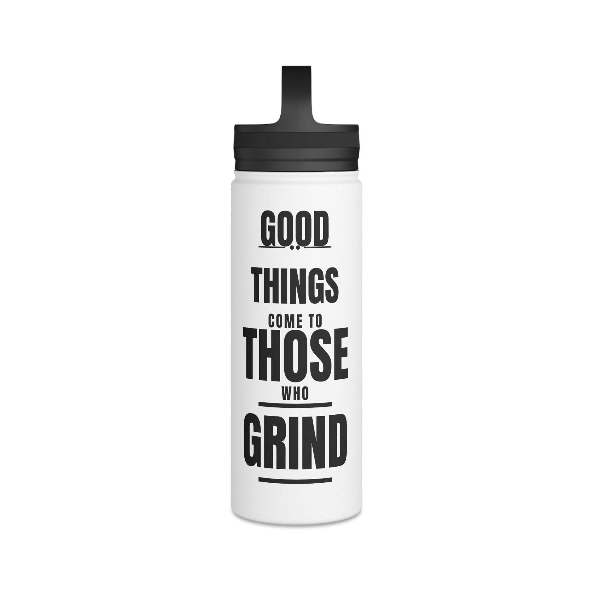 Good Things Stainless Steel Water Bottle Black and White, Handle Lid - Discipline Over Motivation 247