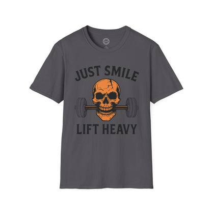 Halloween Green Skull Just Smile and Lift Heavy Pump Cover Up T-Shirt | Motivational Gym & Weightlifting Apparel - Discipline Over Motivation 24/7