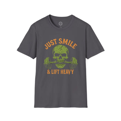 Halloween Orange and Green Skull Just Smile and Lift Heavy Pump Cover Up T-Shirt | Motivational Gym & Weightlifting Apparel - Discipline Over Motivation 24/7