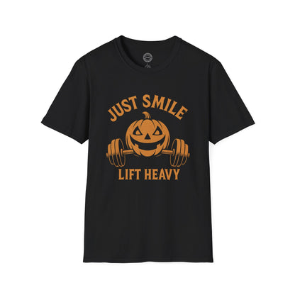 Halloween Orange Jack O Lantern 2 Just Smile and Lift Heavy Pump Cover Up T-Shirt | Motivational Gym & Weightlifting Apparel - Discipline Over Motivation 24/7