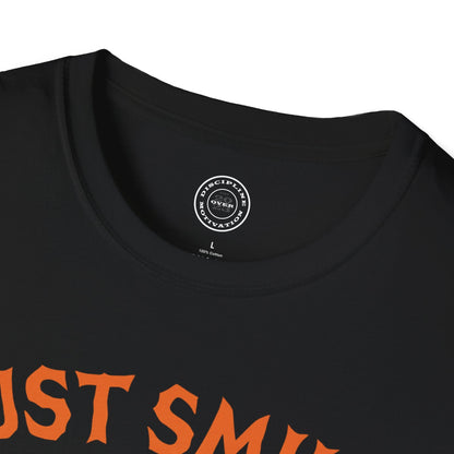 Halloween Orange Jack O Lantern Just Smile and Lift Heavy Pump Cover Up T-Shirt | Motivational Gym & Weightlifting Apparel - Discipline Over Motivation 24/7
