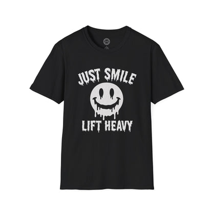 Halloween Spooky Just Smile and Lift Heavy Pump Cover Up T-Shirt | Motivational Gym & Weightlifting Apparel - Discipline Over Motivation 24/7