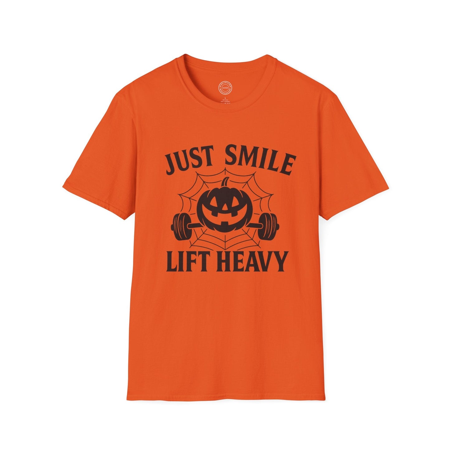 Halloween Spooky Spider Web Just Smile and Lift Heavy Pump Cover Up T-Shirt | Motivational Gym & Weightlifting Apparel - Discipline Over Motivation 24/7