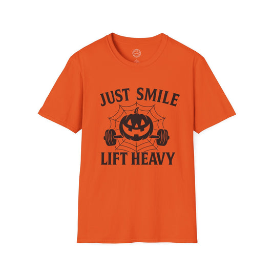 Halloween Spooky Spider Web Just Smile and Lift Heavy Pump Cover Up T-Shirt | Motivational Gym & Weightlifting Apparel - Discipline Over Motivation 24/7