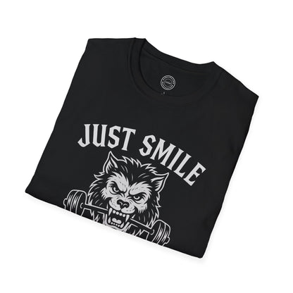 Halloween Spooky Werewolf Just Smile and Lift Heavy Pump Cover Up T-Shirt | Motivational Gym & Weightlifting Apparel - Discipline Over Motivation 24/7