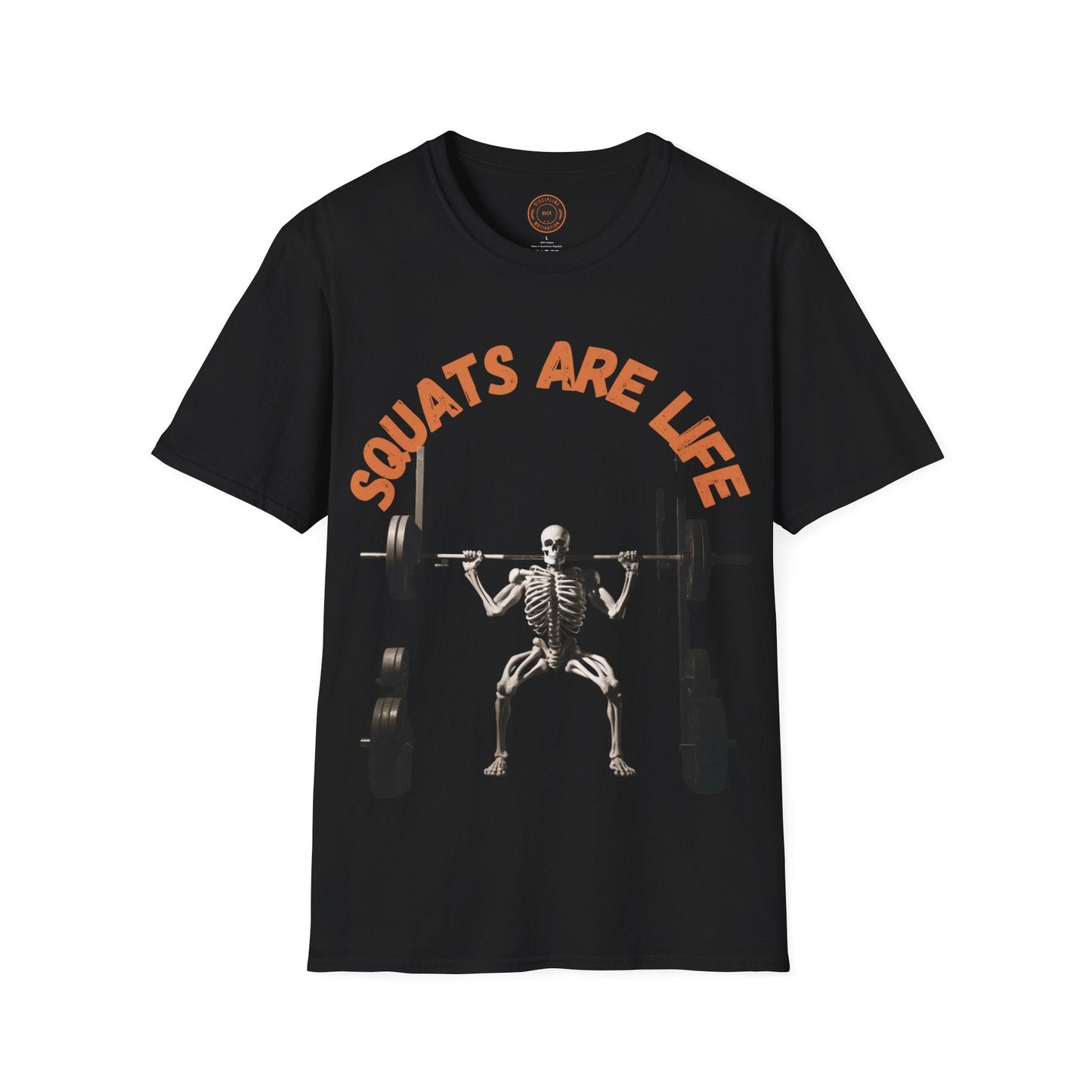 Halloween Squats Are Life Men's Skeleton Muscle Flex Unisex Softstyle T-Shirt - Discipline Over Motivation 24/7