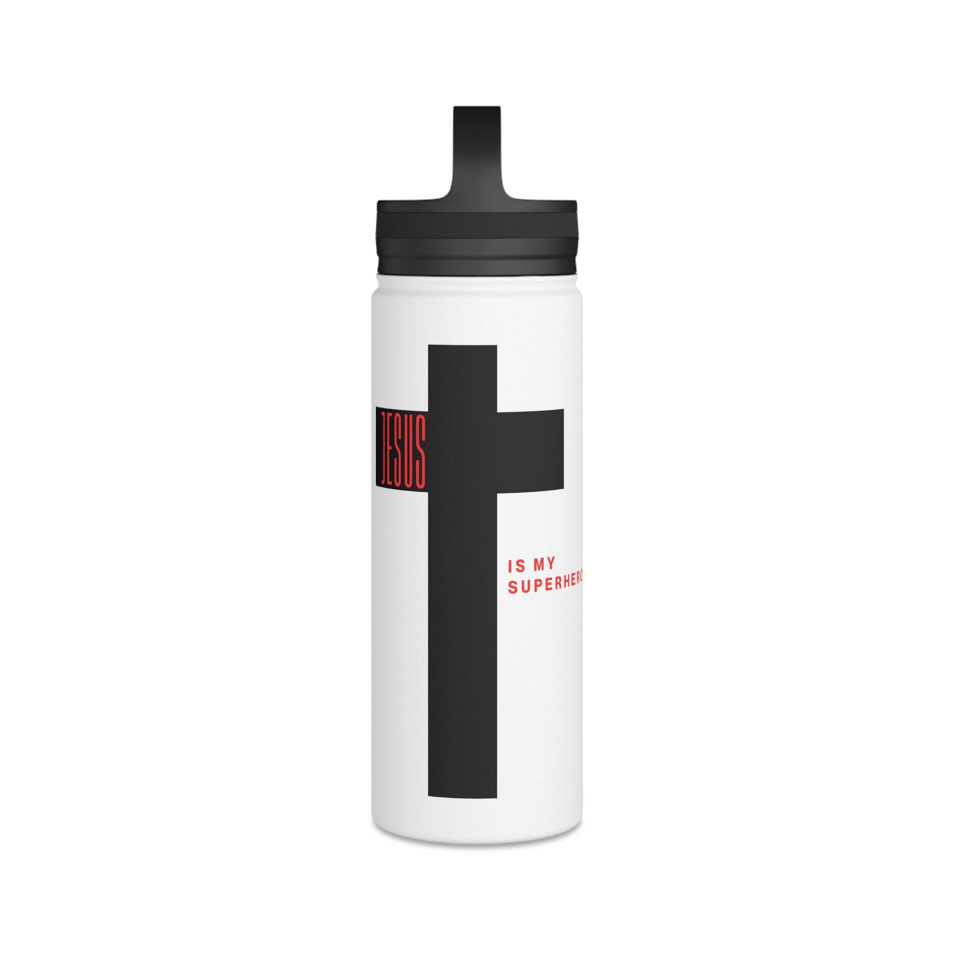 Jesus Is My Superhero Stainless Steel Water Bottle, Handle Lid - Discipline Over Motivation 247