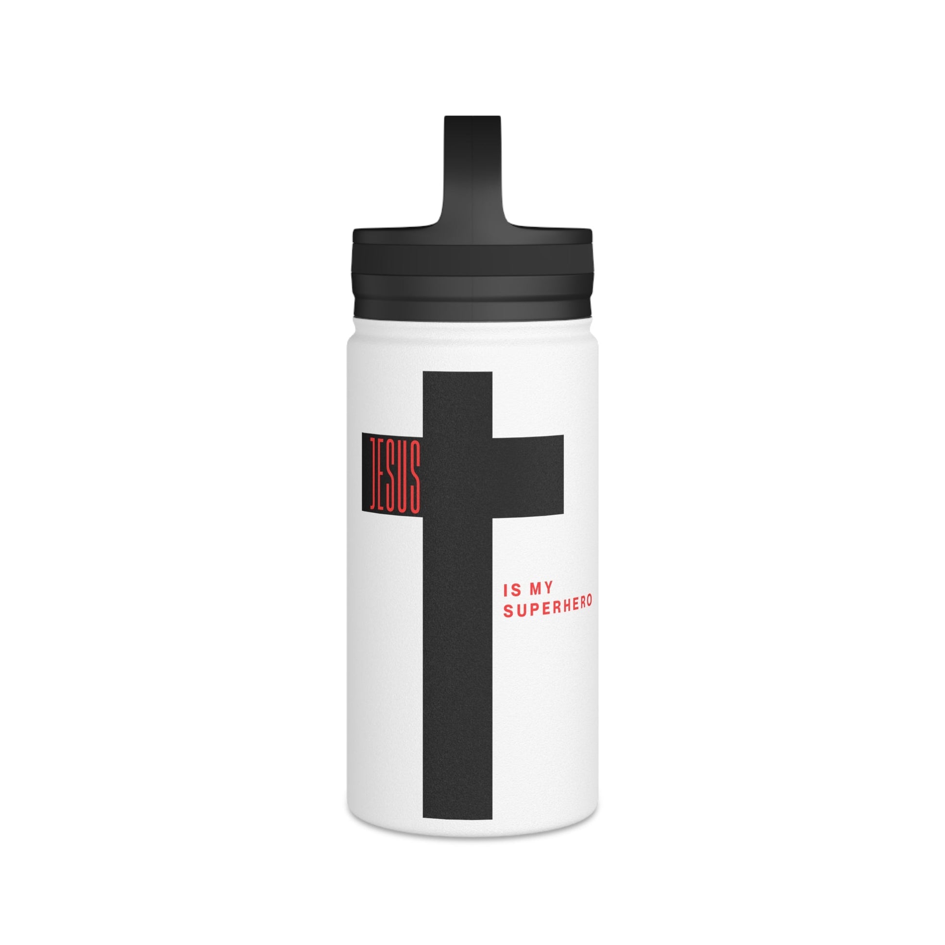 Jesus Is My Superhero Stainless Steel Water Bottle, Handle Lid - Discipline Over Motivation 247