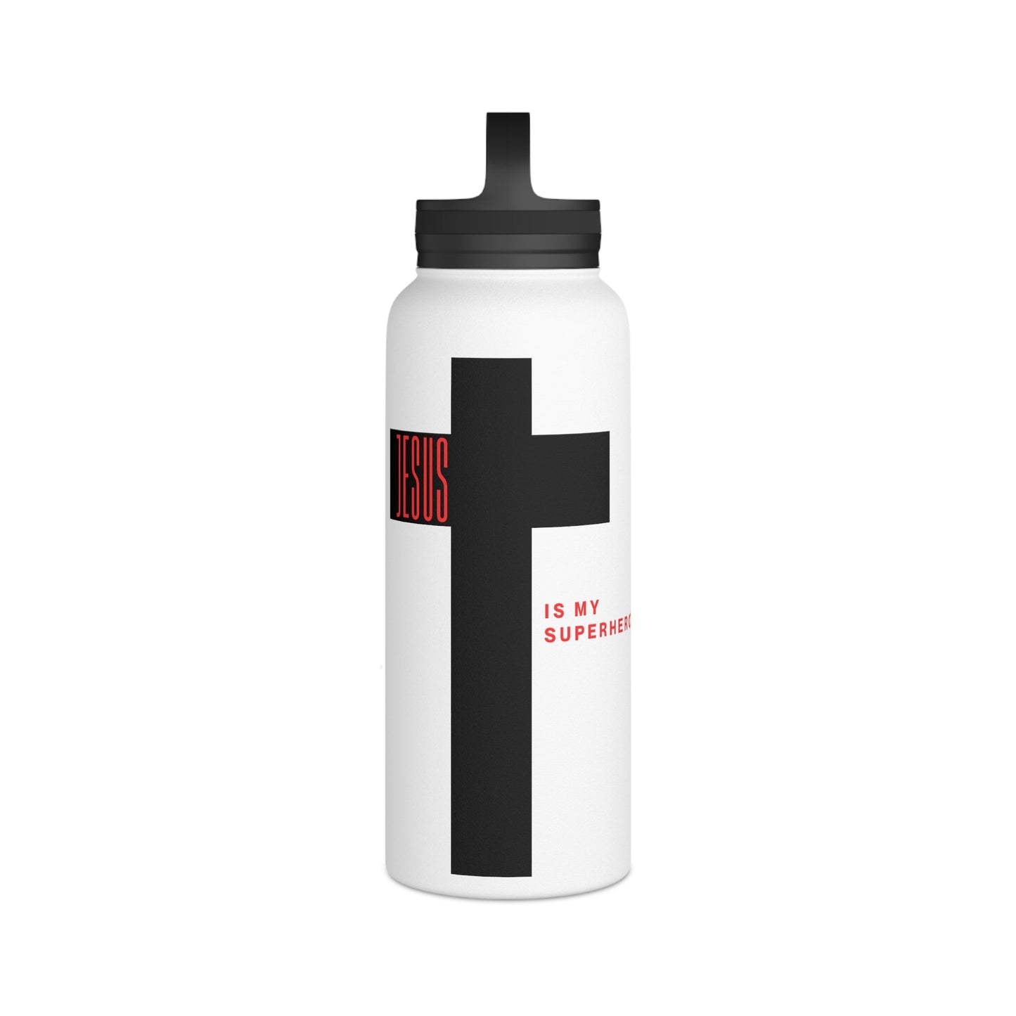 Jesus Is My Superhero Stainless Steel Water Bottle, Handle Lid - Discipline Over Motivation 247