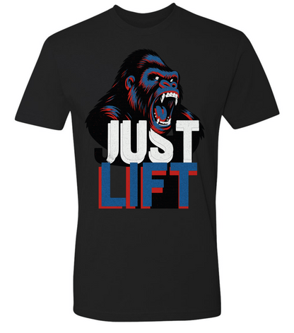 Just Lift T-Shirt | Motivational Gym & Workout Apparel for Men & Women Blue Face - Discipline Over Motivation 24/7