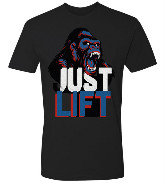 Just Lift T-Shirt | Motivational Gym & Workout Apparel for Men & Women Blue Face - Discipline Over Motivation 24/7