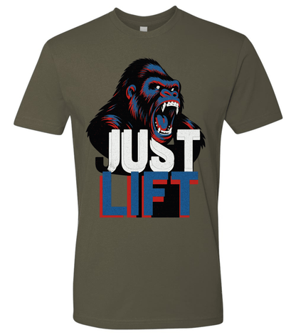 Just Lift T-Shirt | Motivational Gym & Workout Apparel for Men & Women Blue Face - Discipline Over Motivation 24/7