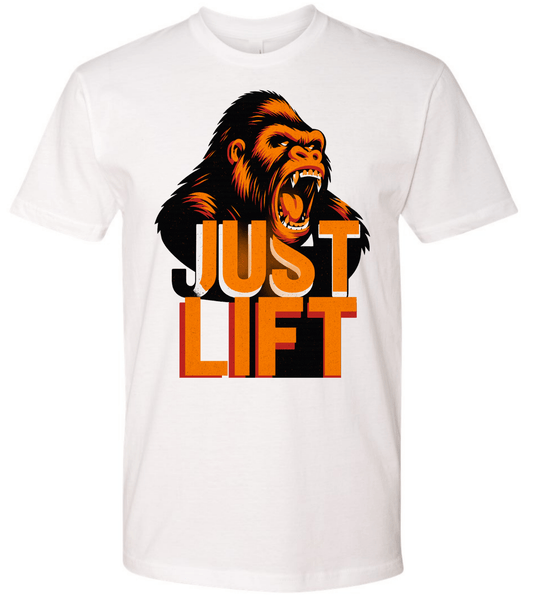 Just Lift T-Shirt | Motivational Gym & Workout Apparel for Men & Women OrangeFace - Discipline Over Motivation 24/7