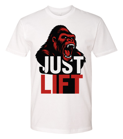 Just Lift T-Shirt | Motivational Gym & Workout Apparel for Men & Women Red Face - Discipline Over Motivation 24/7