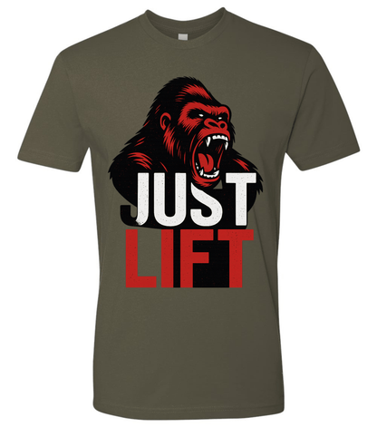 Just Lift T-Shirt | Motivational Gym & Workout Apparel for Men & Women Red Face - Discipline Over Motivation 24/7