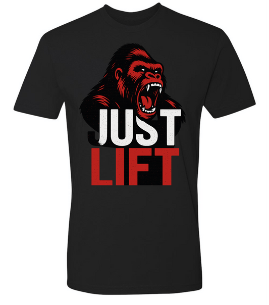 Just Lift T-Shirt | Motivational Gym & Workout Apparel for Men & Women Red Face - Discipline Over Motivation 24/7