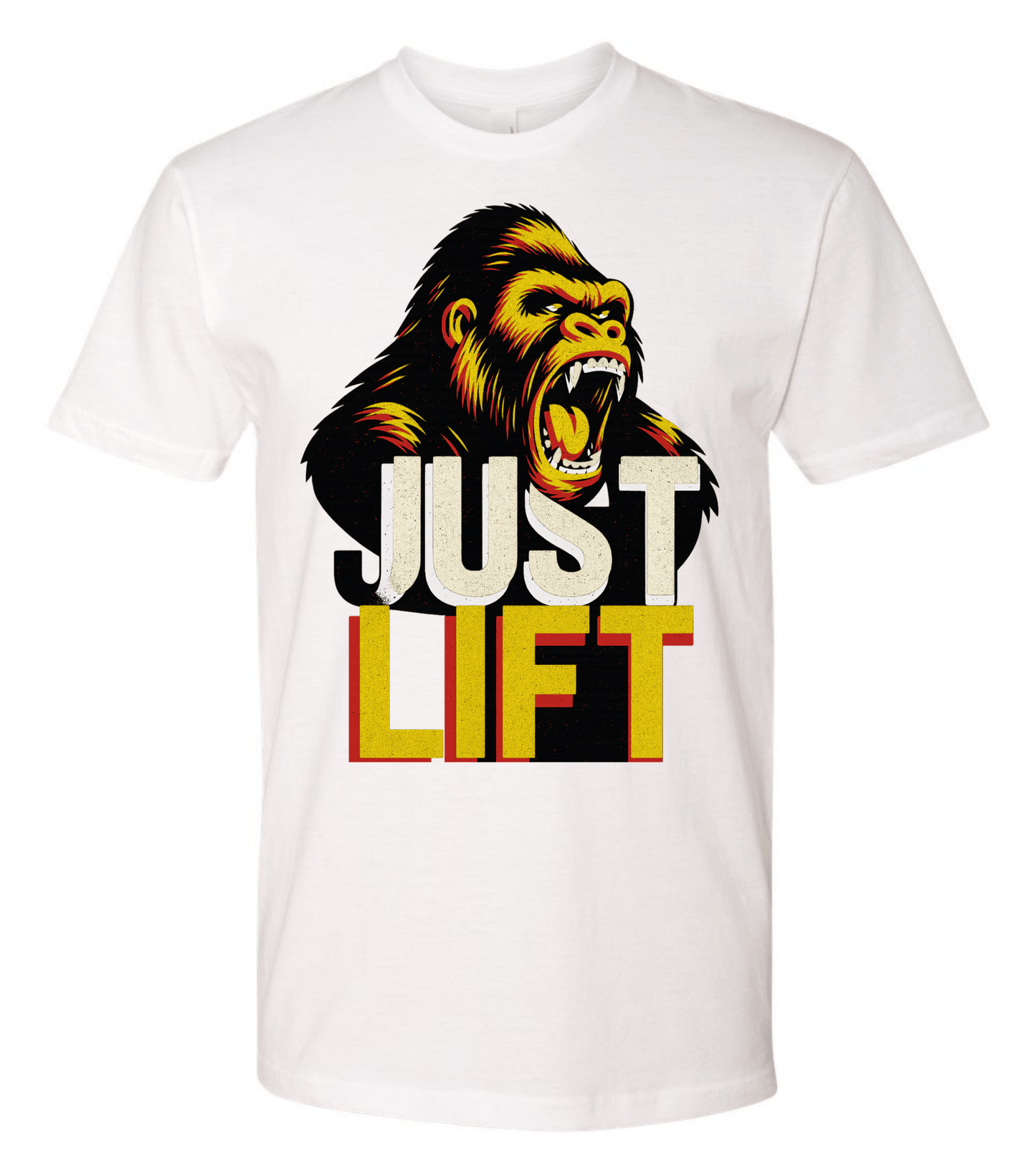 Just Lift T-Shirt | Motivational Gym & Workout Apparel for Men & Women Yellow Face - Discipline Over Motivation 24/7