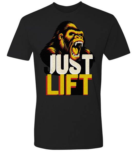 Just Lift T-Shirt | Motivational Gym & Workout Apparel for Men & Women Yellow Face - Discipline Over Motivation 24/7
