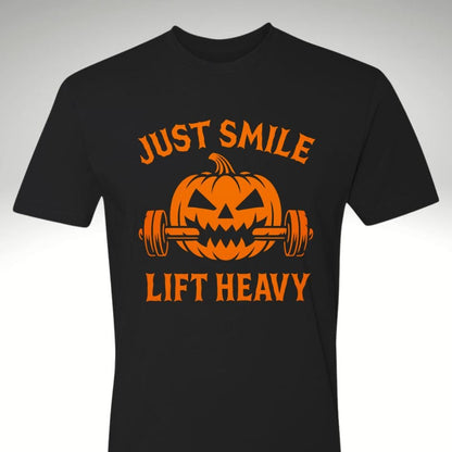 🎃 Just Smile and Lift Heavy – Jack - O’ - Lantern Edition | Motivational Gym & Workout Apparel for Men & Women - Discipline Over Motivation 24/7