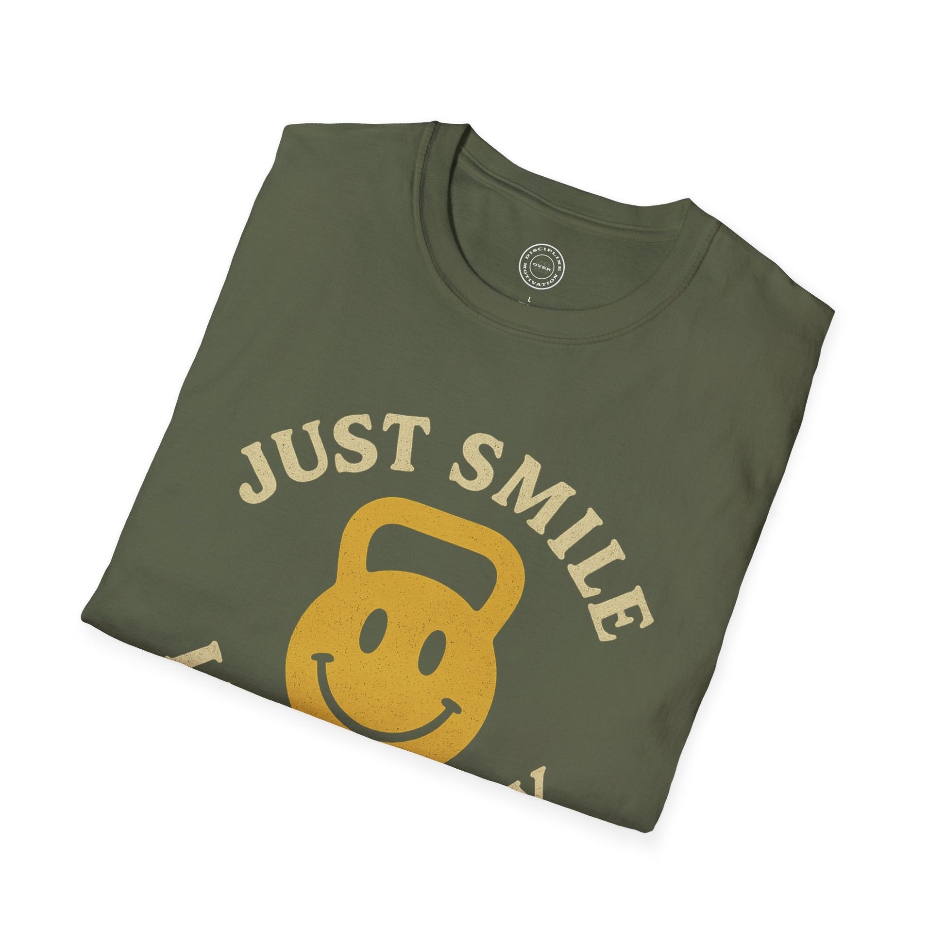 Just Smile and Lift Heavy Pump Cover Up T-Shirt | Motivational Gym & Weightlifting Apparel Kettle Bell - Discipline Over Motivation 24/7