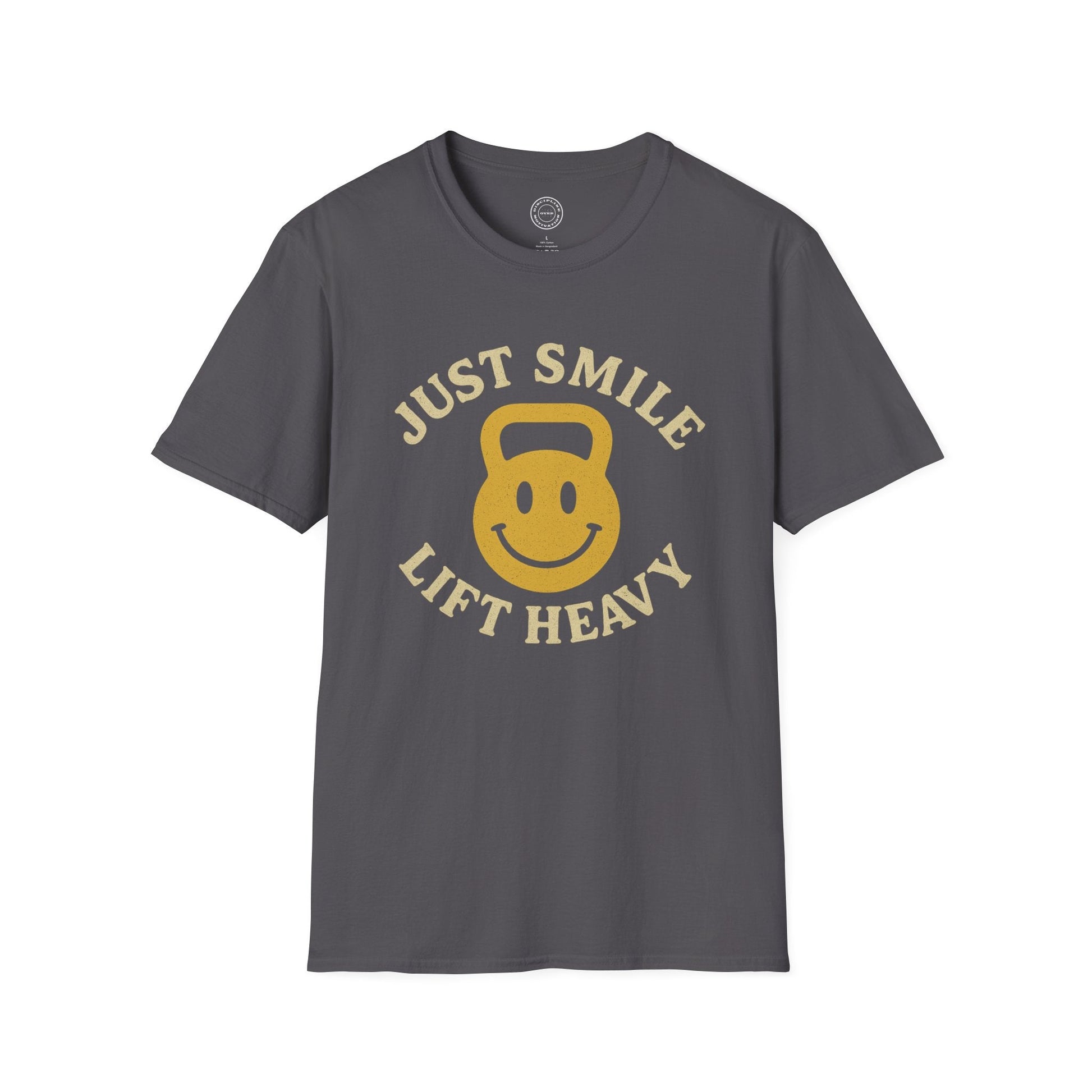Just Smile and Lift Heavy Pump Cover Up T-Shirt | Motivational Gym & Weightlifting Apparel Kettle Bell - Discipline Over Motivation 24/7