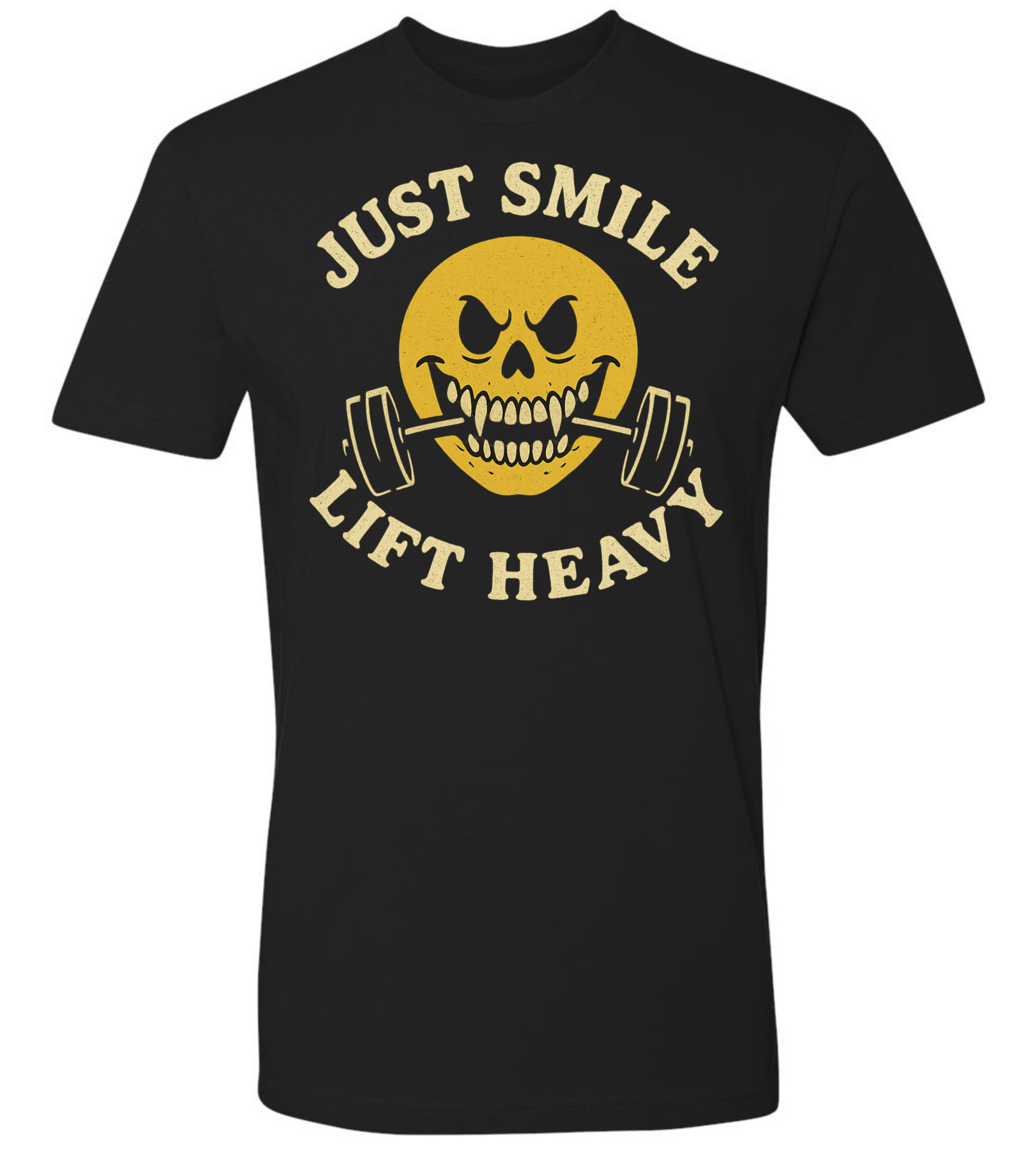 Just Smile and Lift Heavy T-Shirt | Motivational Gym & Weightlifting Apparel Dark Smile - Discipline Over Motivation 24/7